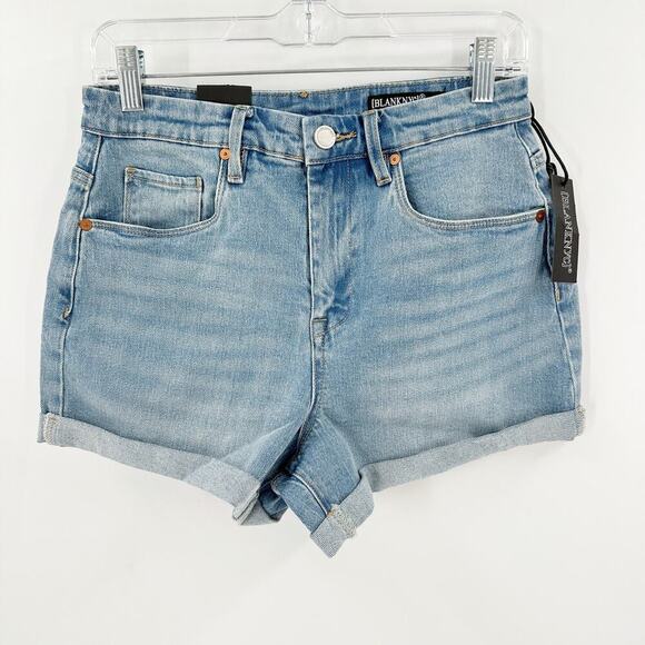 NWT Blank NYC Light Wash Cotton High Rise The Perry Mom Denim Shorts Size 27 - Picture 1 of 11